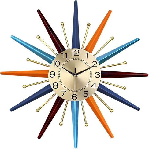 22 Inch Mid-Century Style Metal Crystal Wall Clock, Star-Shaped Silent Decorative Wall Clock, Suitable for Room Porch Office in Saudi Arabia