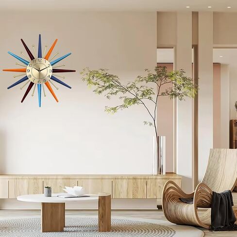 22 Inch Mid-Century Style Metal Crystal Wall Clock, Star-Shaped Silent Decorative Wall Clock, Suitable for Room Porch Office in Saudi Arabia