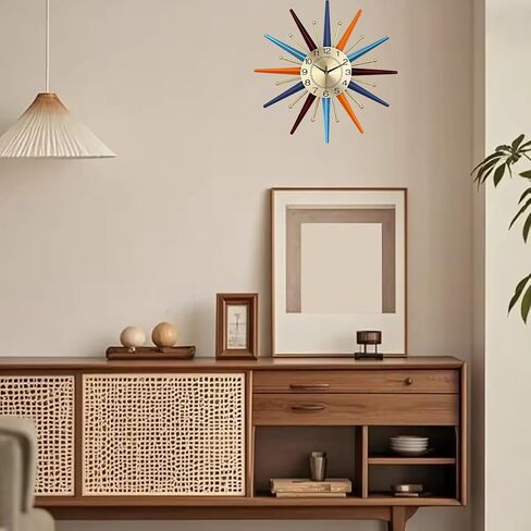22 Inch Mid-Century Style Metal Crystal Wall Clock, Star-Shaped Silent Decorative Wall Clock, Suitable for Room Porch Office in Saudi Arabia
