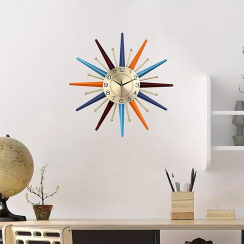 22 Inch Mid-Century Style Metal Crystal Wall Clock, Star-Shaped Silent Decorative Wall Clock, Suitable for Room Porch Office in Saudi Arabia