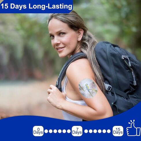15Pack Libre 2 Sensor Covers Waterproof & Sweatproof, Freestyle CGM Adhesive Patches No Hole, Compatible for Lingo & Libre 2/3 Plus Sensor, 15 Days Long Stay Hypoallergenic & Latex-Free in Saudi Arabia