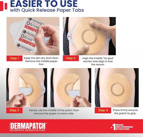 25 قطعة من رقعات لاصقة CGM لتأمين مستشعر CGM، رقعات مستشعر CGM مقاومة للماء وخالية من اللاتكس لمدة 7 أيام، شريط لاصق مقطوع مسبقًا، غطاء حماية مستمر لمراقبة الجلوكوز، بدون غراء في المنتصف (أسمر) in Kuwait