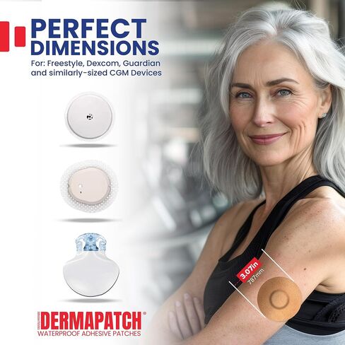25 قطعة من رقعات لاصقة CGM لتأمين مستشعر CGM، رقعات مستشعر CGM مقاومة للماء وخالية من اللاتكس لمدة 7 أيام، شريط لاصق مقطوع مسبقًا، غطاء حماية مستمر لمراقبة الجلوكوز، بدون غراء في المنتصف (أسمر) in Kuwait