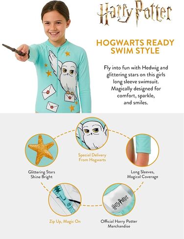 Harry Potter Girls Swimsuit, Hedwig Swimming Suit for Girls, Long Sleeve Kids Bathing Suit in Kuwait