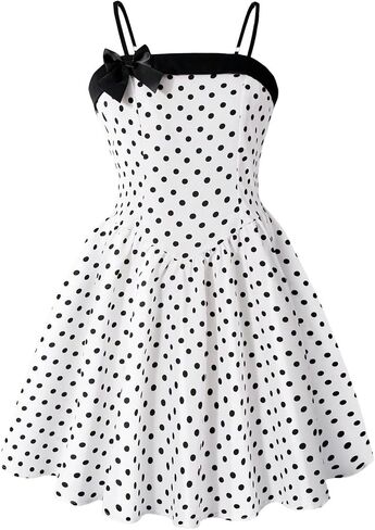 Verdusa Girl's Polka Dots Dress Bow Sleeveless Flowy Birthday Dresses Summer Outfits in Kuwait
