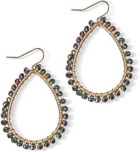 Bohemian Sparkly Crystal Beaded Dangle Earrings Teardrop Earrings for Women Fashionable & Trendy Jewelry Gift-Round Orange in Kuwait