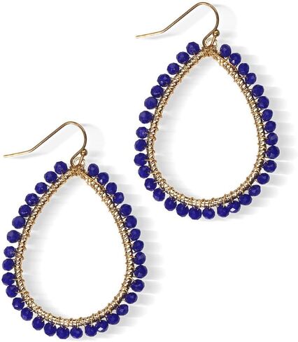 Bohemian Sparkly Crystal Beaded Dangle Earrings Teardrop Earrings for Women Fashionable & Trendy Jewelry Gift-Round Orange in Kuwait