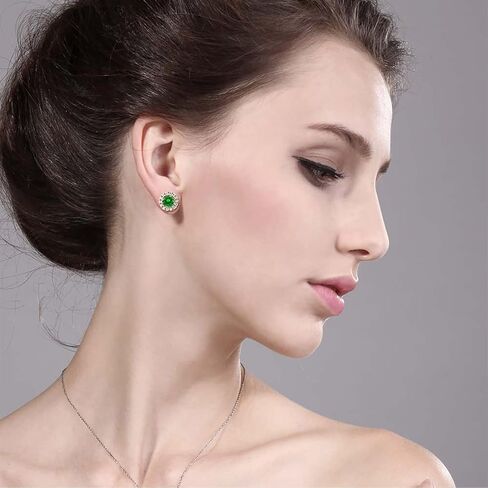 Gem Stone King 18K Yellow Gold Plated Silver 5MM Round Gemstone Birthstone Halo Stud Earrings For Women with Removable Jackets in Saudi Arabia