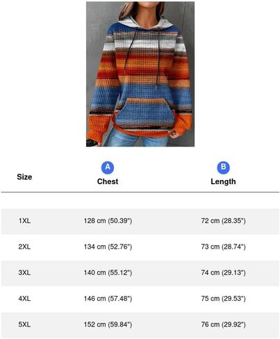 Plus Size Casual Loose Fit Slightly Stretchy Hoodie, Women's Rainbow Stripe Print Hooded Sweatshirt with Pockets in Kuwait