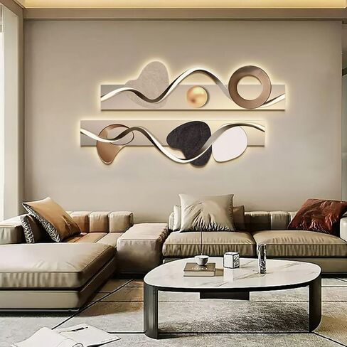 homary LED Wall Art, Modern Abstract Geometric Dual-Panel Sculpture with Backlit Light, Contemporary Decorative Wall Decor for Living Room, Bedroom, Office (USB Powered) in Saudi Arabia