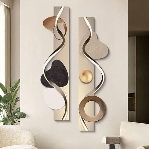homary LED Wall Art, Modern Abstract Geometric Dual-Panel Sculpture with Backlit Light, Contemporary Decorative Wall Decor for Living Room, Bedroom, Office (USB Powered) in Saudi Arabia