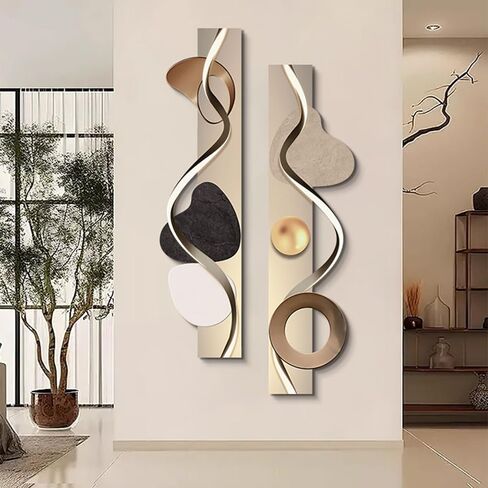 homary LED Wall Art, Modern Abstract Geometric Dual-Panel Sculpture with Backlit Light, Contemporary Decorative Wall Decor for Living Room, Bedroom, Office (USB Powered) in Saudi Arabia