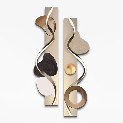 homary LED Wall Art, Modern Abstract Geometric Dual-Panel Sculpture with Backlit Light, Contemporary Decorative Wall Decor for Living Room, Bedroom, Office (USB Powered) in Saudi Arabia