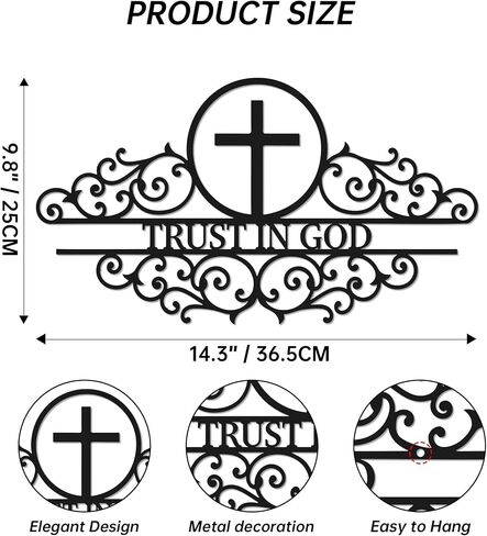Slickss Trust in God, Metal Wall Decor, Christian Art Wall Decor, Above Door Wall Decor, Scripture Wall Art for Living Room, Bedroom in Saudi Arabia