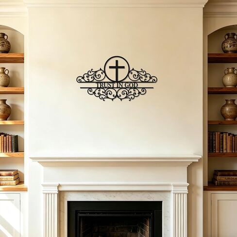 Slickss Trust in God, Metal Wall Decor, Christian Art Wall Decor, Above Door Wall Decor, Scripture Wall Art for Living Room, Bedroom in Saudi Arabia