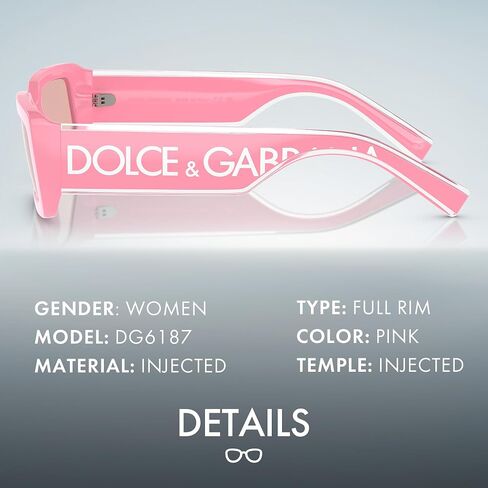 DOLCE & GABBANA DG6187 Rectangle Shape Lettering Logo Sunglasses with Luxury Eyewear Kit in Kuwait