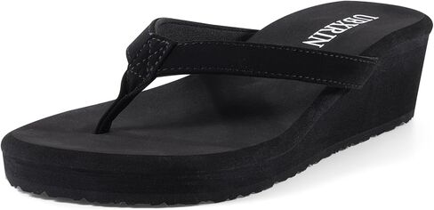 UBXRIN Womens Wedge Flip Flops Platform Thong Sandals 2 and 2.8 inch | Comfortable Summer Casual Beach Pool Non Slip Slip On Arch Support Vegan Leather Heel Shoes in Saudi Arabia