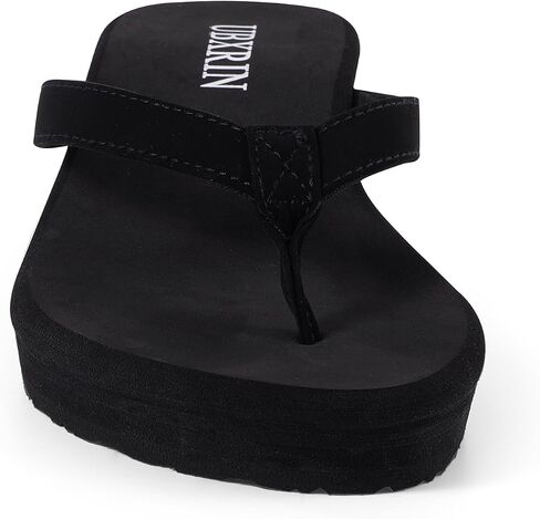 UBXRIN Womens Wedge Flip Flops Platform Thong Sandals 2 and 2.8 inch | Comfortable Summer Casual Beach Pool Non Slip Slip On Arch Support Vegan Leather Heel Shoes in Saudi Arabia