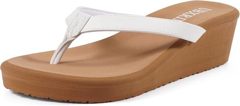 UBXRIN Womens Wedge Flip Flops Platform Thong Sandals 2 and 2.8 inch | Comfortable Summer Casual Beach Pool Non Slip Slip On Arch Support Vegan Leather Heel Shoes in Saudi Arabia