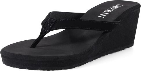 UBXRIN Womens Wedge Flip Flops Platform Thong Sandals 2 and 2.8 inch | Comfortable Summer Casual Beach Pool Non Slip Slip On Arch Support Vegan Leather Heel Shoes in Saudi Arabia