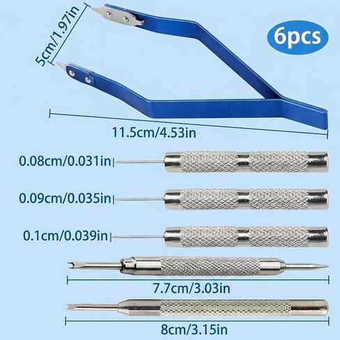 6 PCS Watch Spring Bar Tool, Professional Watch Band Tool Kit with Multiple Punch Pins and Spring Bar Tools, Set for Watch Repair and Bracelet Adjustment (1mm/0.9mm/0.8mm/Single Head/Double-Headed) in Saudi Arabia