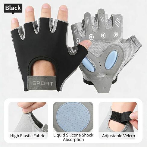Mens Womens Half Finger Cycling Gloves with Anti-Slip Silicone Gel Pad Breathable Mountain Bike Gloves in Saudi Arabia