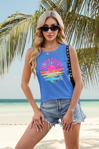 Hawaiian Tank Top Women Chasing Sunset Shirt Hawaii Beach Waves Vest Sunshine Shirts Summer Vacation Sleeveless Tops in Saudi Arabia