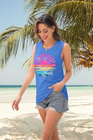 Hawaiian Tank Top Women Chasing Sunset Shirt Hawaii Beach Waves Vest Sunshine Shirts Summer Vacation Sleeveless Tops in Saudi Arabia