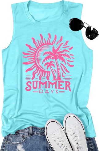 Hawaiian Tank Top Women Chasing Sunset Shirt Hawaii Beach Waves Vest Sunshine Shirts Summer Vacation Sleeveless Tops in Saudi Arabia