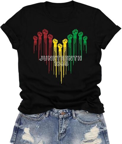 Womens Juneteenth 1865 Shirt Heart Fist Tee Top Ideal Juneteenth in Saudi Arabia