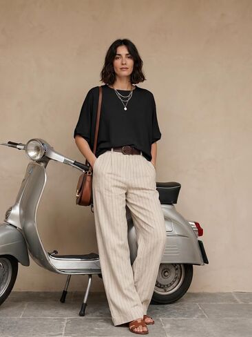 Lepunuo Womens Summer Tops Loose Oversized T Shirts Short Sleeve Shirts Cotton Basic Tee in Saudi Arabia