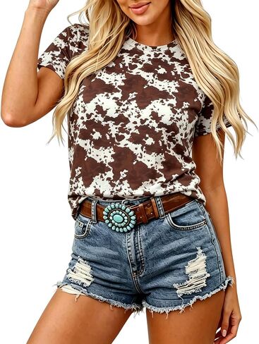Western Cowgirl Shirts for Women Cowboy Outfit Country Music Shirt Rodeo Graphic Tee Bull Skull Short Sleeve Tops in Saudi Arabia