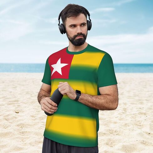 Togo Flag 4 T-Shirt Jerseys for Running Soccer Fans Tennis Fitness Sports Gradual Color Shirts in Saudi Arabia