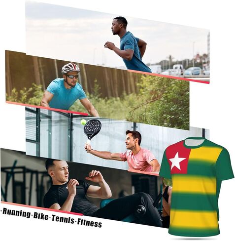 Togo Flag 4 T-Shirt Jerseys for Running Soccer Fans Tennis Fitness Sports Gradual Color Shirts in Saudi Arabia
