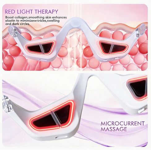 Under-Eye Red Light Therapy Glasses – 650nm LED Eye Care Device with Gentle Pulse Technology, Helps Improve The Look of Dark Circles, Puffiness & Fine Lines, Portable Rechargeable Eye Care Tool in Saudi Arabia