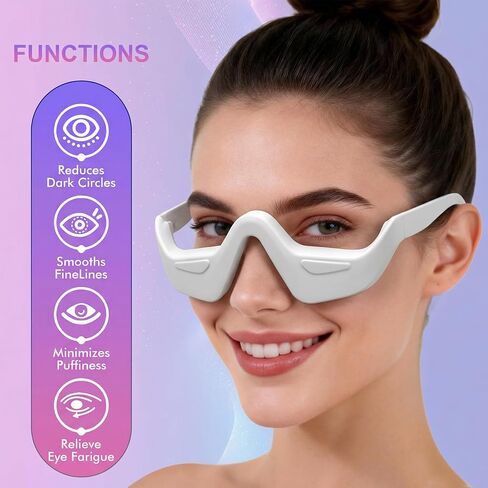 Under-Eye Red Light Therapy Glasses – 650nm LED Eye Care Device with Gentle Pulse Technology, Helps Improve The Look of Dark Circles, Puffiness & Fine Lines, Portable Rechargeable Eye Care Tool in Saudi Arabia