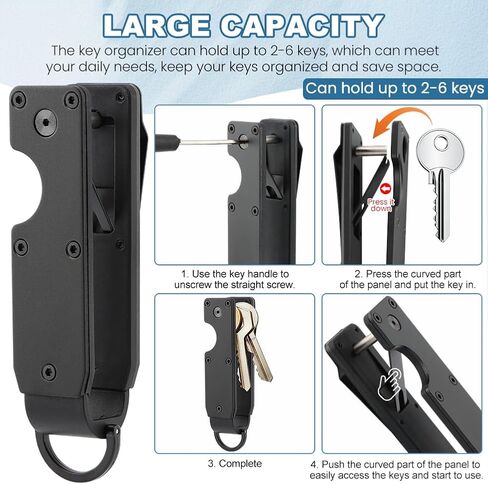 Key Organizer for Men,Compact Key Holder,Minimalist Keys Case,Metal Keys Chain Ke y Holder Secures 2-6 Ke y in Saudi Arabia