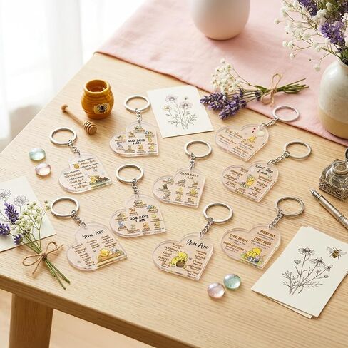 Winnie Inspirational Quotes Gifts for Women Friends, 50Pcs Honey Animals Christian Motivational Acrylic Keychain, God Say I Am Bible Verse Encouragement Gifts for Baptism Wedding Church School in Saudi Arabia