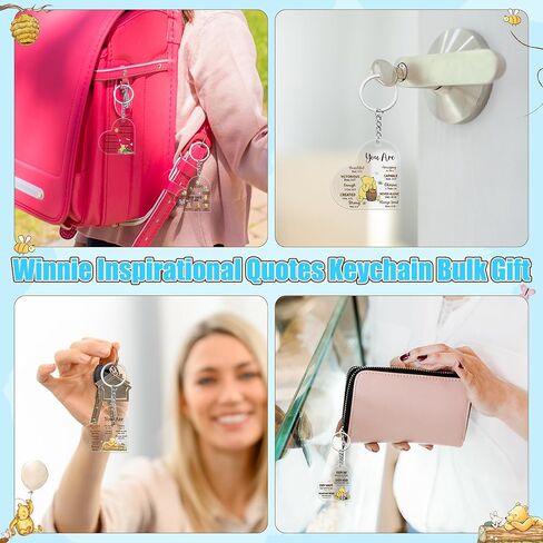 Winnie Inspirational Quotes Gifts for Women Friends, 50Pcs Honey Animals Christian Motivational Acrylic Keychain, God Say I Am Bible Verse Encouragement Gifts for Baptism Wedding Church School in Saudi Arabia