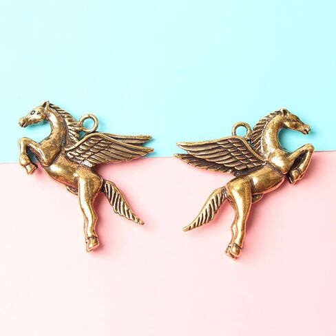 4-Piece Solid Brass Pegasus Keychain Set, Unique Style Metal Horse Charm Key Ring for Men, Car Pendant for Christmas, Halloween, Thanksgiving in Saudi Arabia