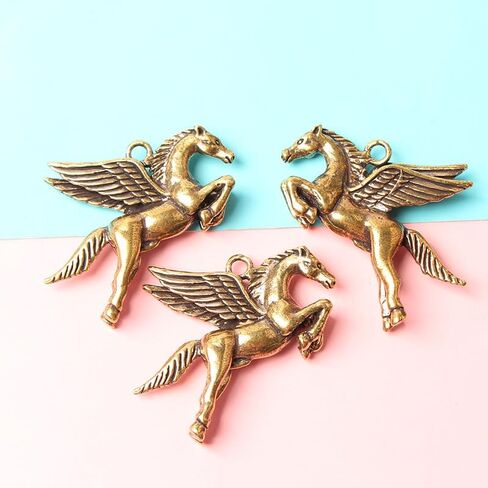 4-Piece Solid Brass Pegasus Keychain Set, Unique Style Metal Horse Charm Key Ring for Men, Car Pendant for Christmas, Halloween, Thanksgiving in Saudi Arabia