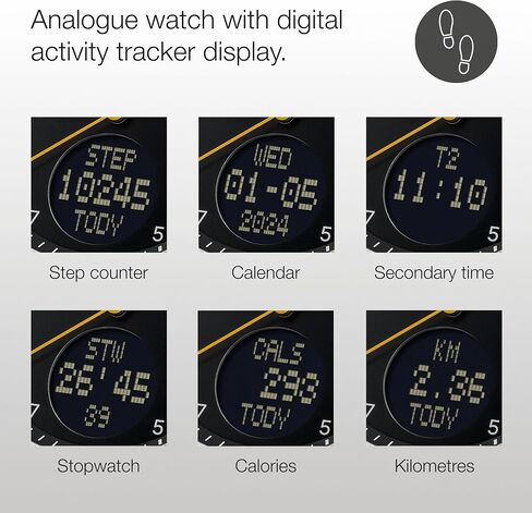 Braun Analogue Quartz Watch with Digital Display with Calendar and Step Count, Black Dial and Black Silicone Rubber Strap, 45mm Stainless Steel Case, Model BN0299NBKBKG. in Kuwait