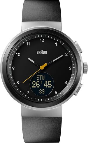 Braun Analogue Quartz Watch with Digital Display with Calendar and Step Count, Black Dial and Black Silicone Rubber Strap, 45mm Stainless Steel Case, Model BN0299NBKBKG. in Kuwait