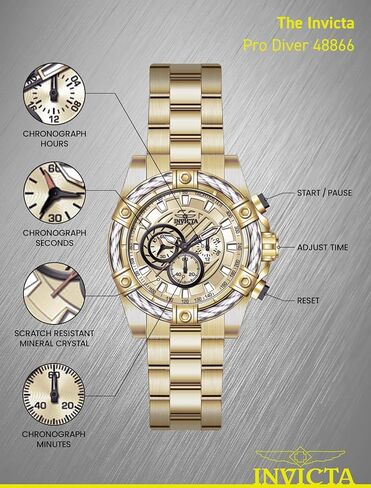Invicta Bolt Men 52mm Stainless Steel Gold Gold dial VD54 Quartz in Kuwait