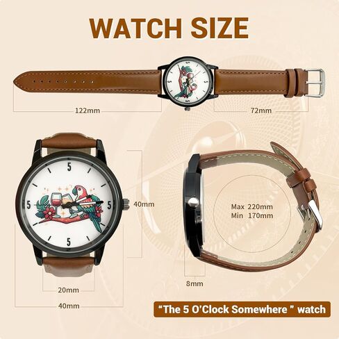Cool Watch for Dad or Husband Retro Quartz Wrist Watch - Ideal Retirement Father‘s Day & Birthday Gift | Casual Vacation Style|Its 5 O‘Clock Somewhere Watch in Saudi Arabia