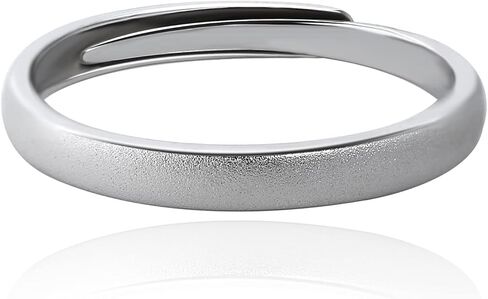 Meissa 2pcs Couple Rings Sterling Silver for Men & Women Wedding Simple Band Open Back Size Adjustable Promise Engagement Wedding Ring Set in Kuwait