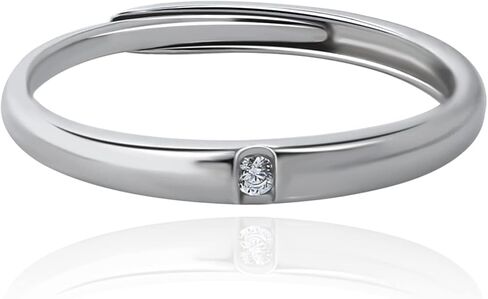 Meissa 2pcs Couple Rings Sterling Silver for Men & Women Wedding Simple Band Open Back Size Adjustable Promise Engagement Wedding Ring Set in Kuwait