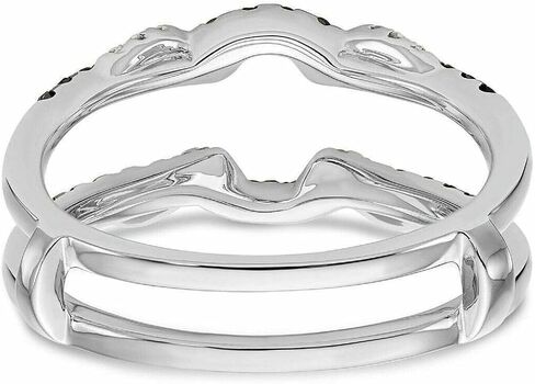 925 Sterling Silver Round Cut Created Black and White Diamond Ring Enhancer, Classic Intertwined Infinity Twist Ring Guard, Two Tone Contoured Wave Wedding Band Wrapper for Solitaire Engagement Rings in Kuwait