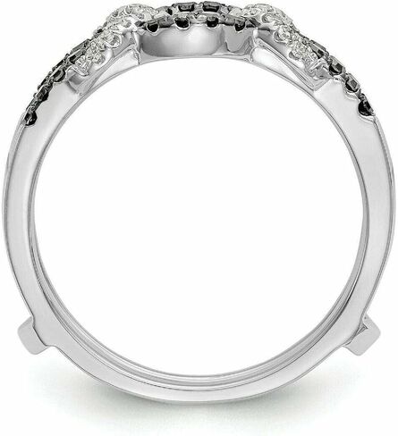925 Sterling Silver Round Cut Created Black and White Diamond Ring Enhancer, Classic Intertwined Infinity Twist Ring Guard, Two Tone Contoured Wave Wedding Band Wrapper for Solitaire Engagement Rings in Kuwait