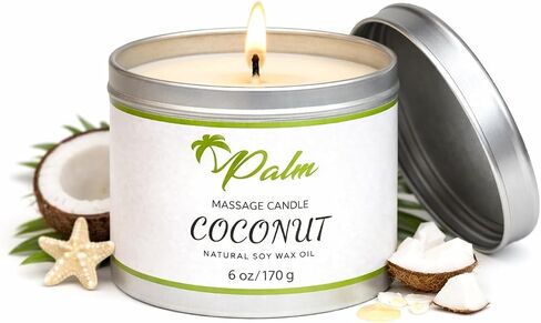 Palm Massage Oil Candle, Coconut Oil Natural Soy Wax 6 Oz in Saudi Arabia
